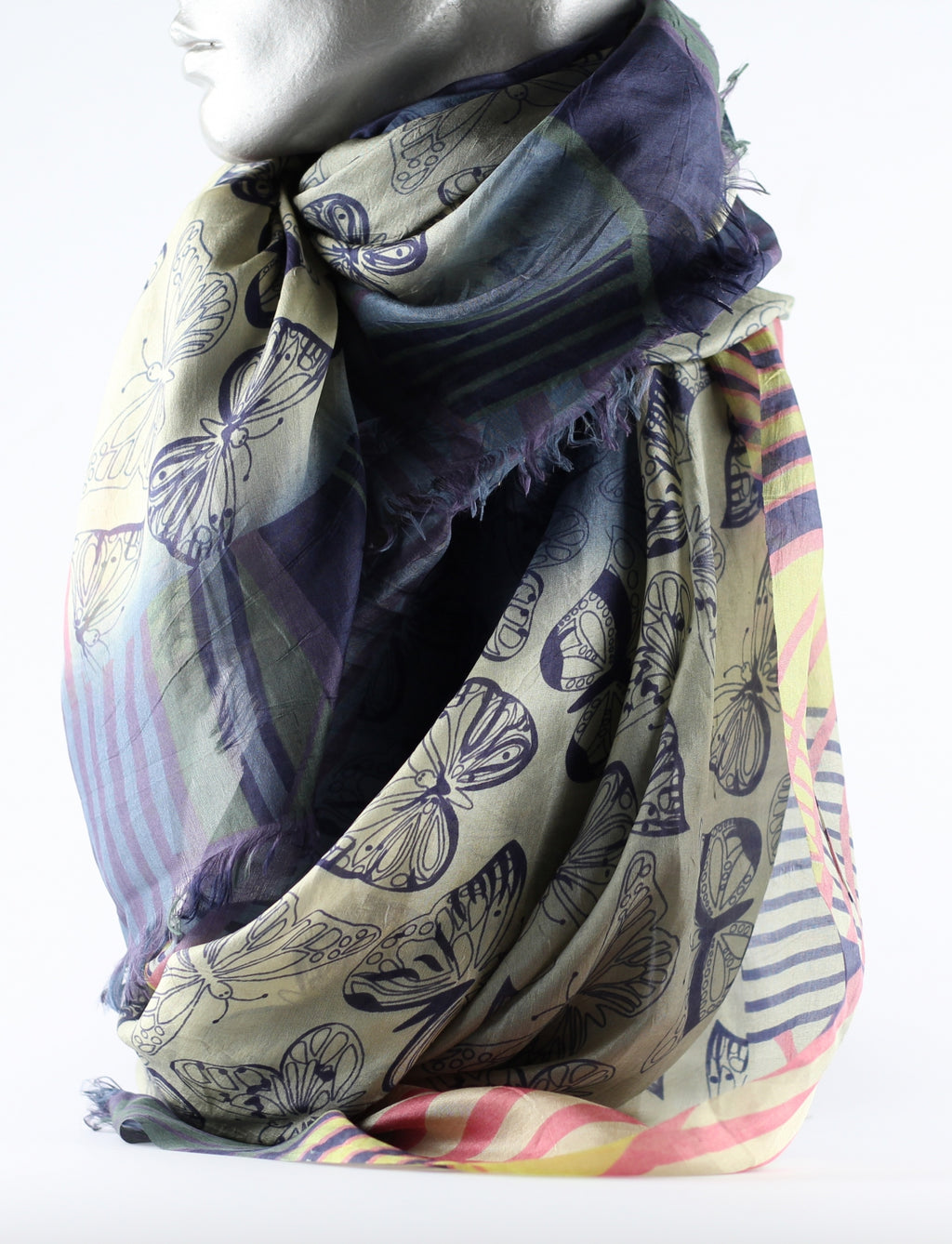 Tørklæde - 100% silke, Blue Morpho - 22013