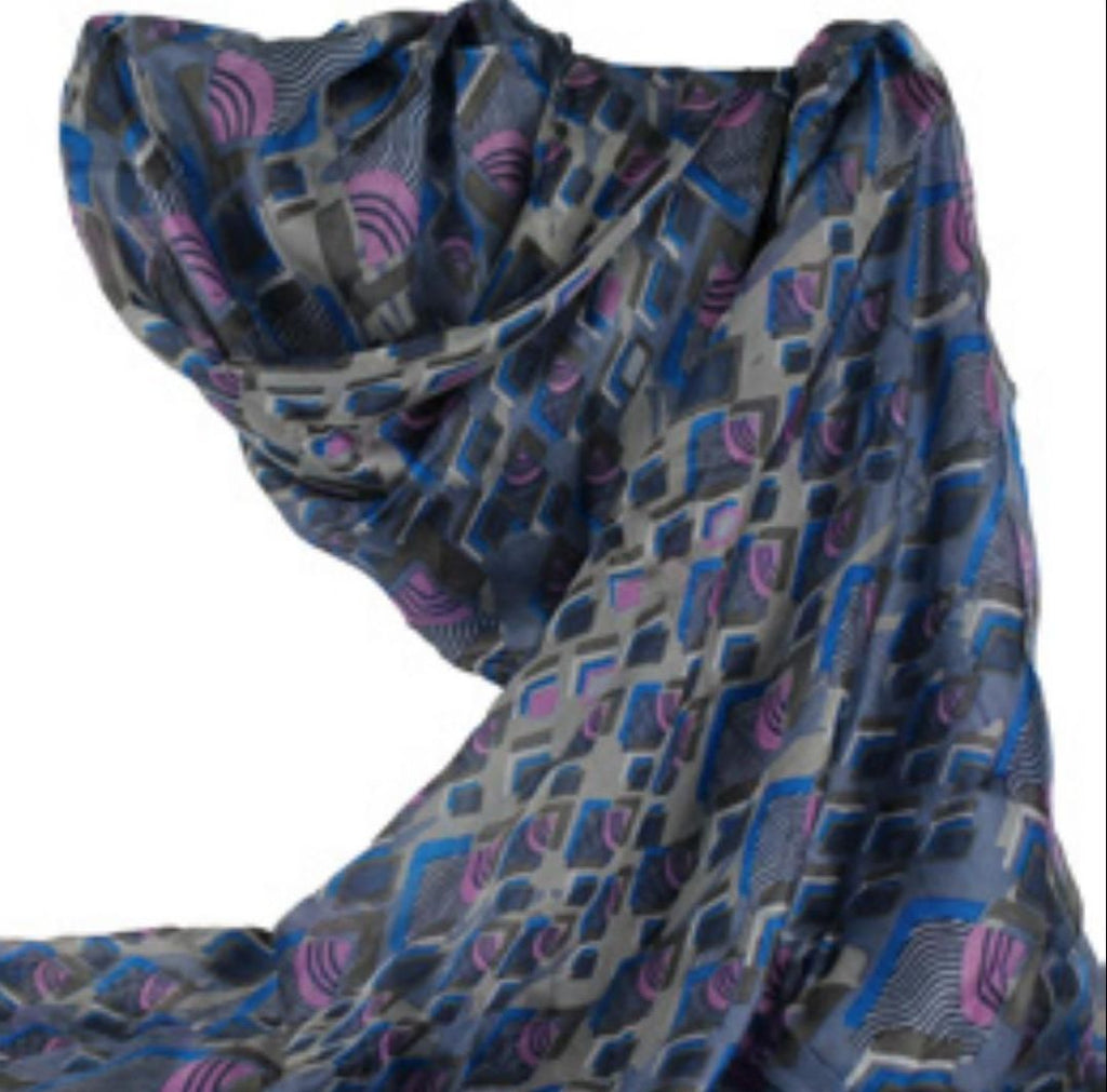 Color Geometry – exclusive silk scarf in blue and violet tones