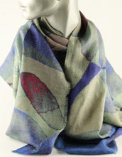 Schal - Wolle/Seide - Blue Bobbles - 44025B