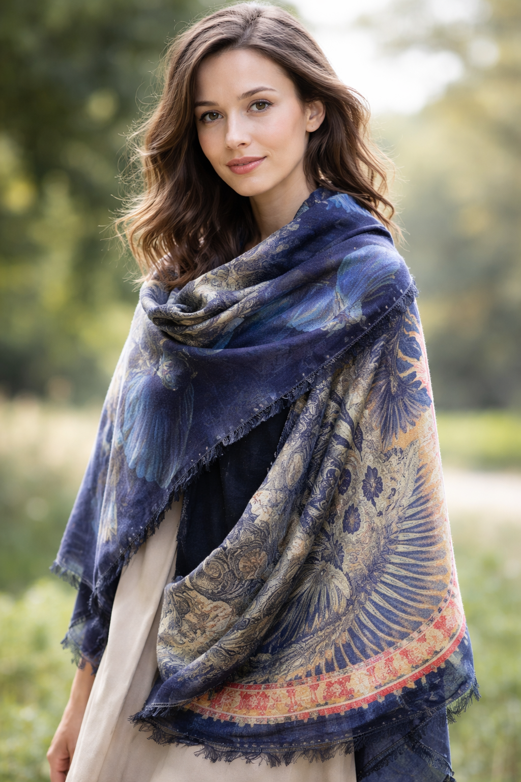 Scarf - 100% Silk, Blue Morpho - 22013