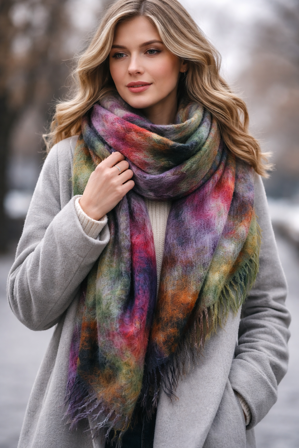 Scarf - 100% lightly felted wool - Warm Wind