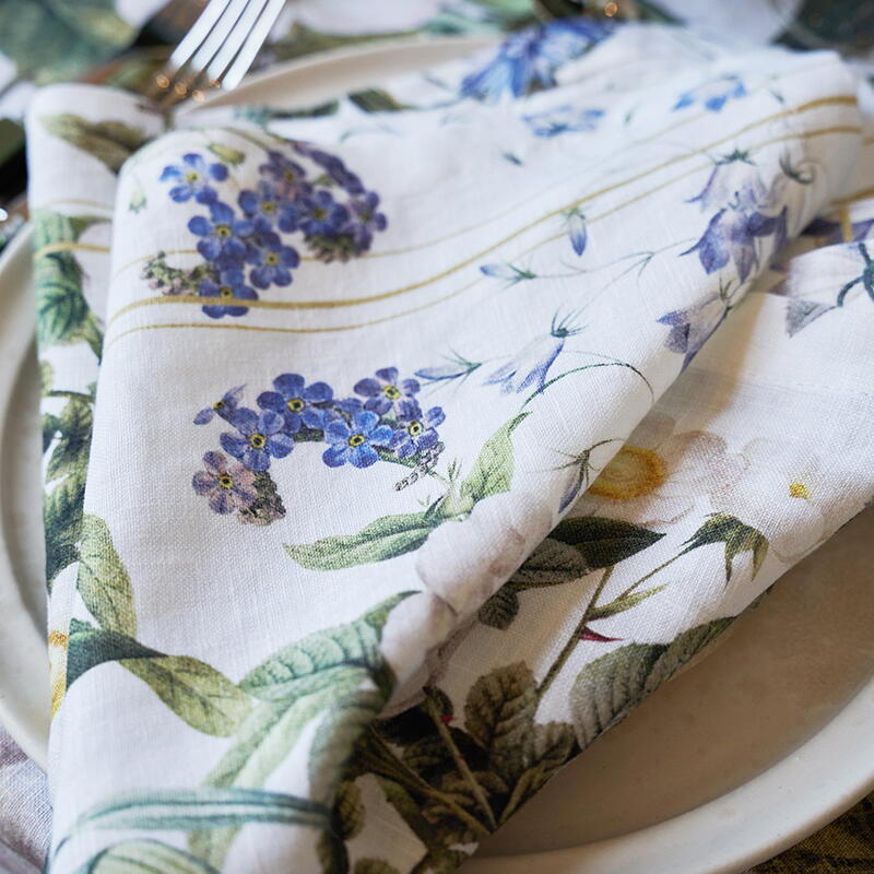 Stofservietter - (2 stk.) - Koustrup & co. - Blue Flower Garden - 100% hør - Design Jim Lyngvild