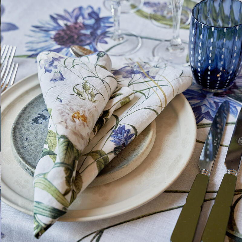 Stofservietter - (2 stk.) - Koustrup & co. - Blue Flower Garden - 100% hør - Design Jim Lyngvild