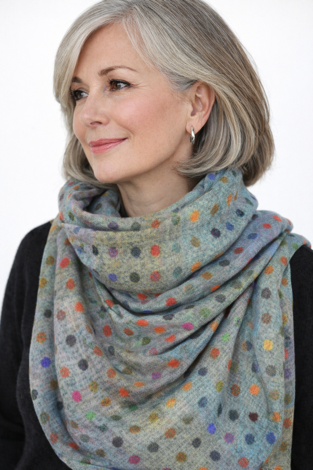 Tørklæde - uld/silke - Spot multi - 44059A