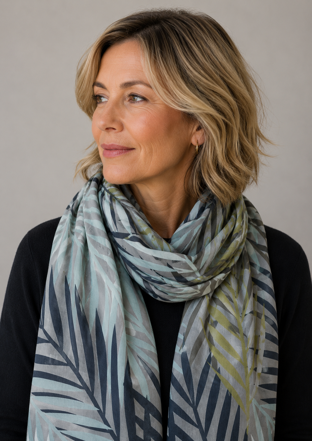 Tørklæde - 100% silke - Bungalow Palm Green - 22131-01