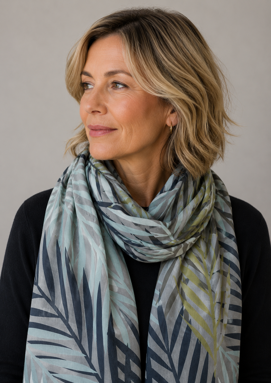 Tørklæde - 100% silke - Bungalow Palm Green - 22131-01