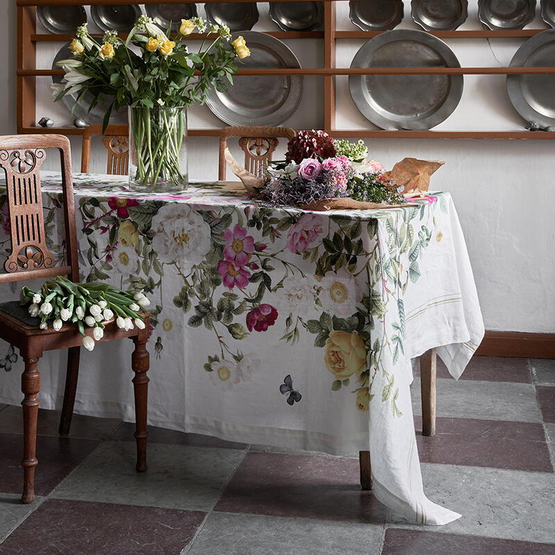 Tischdecke - Koustrup & Co. - Rose Flower Garden - 145x220cm - 100% Leinen - Design Jim Lyngvild