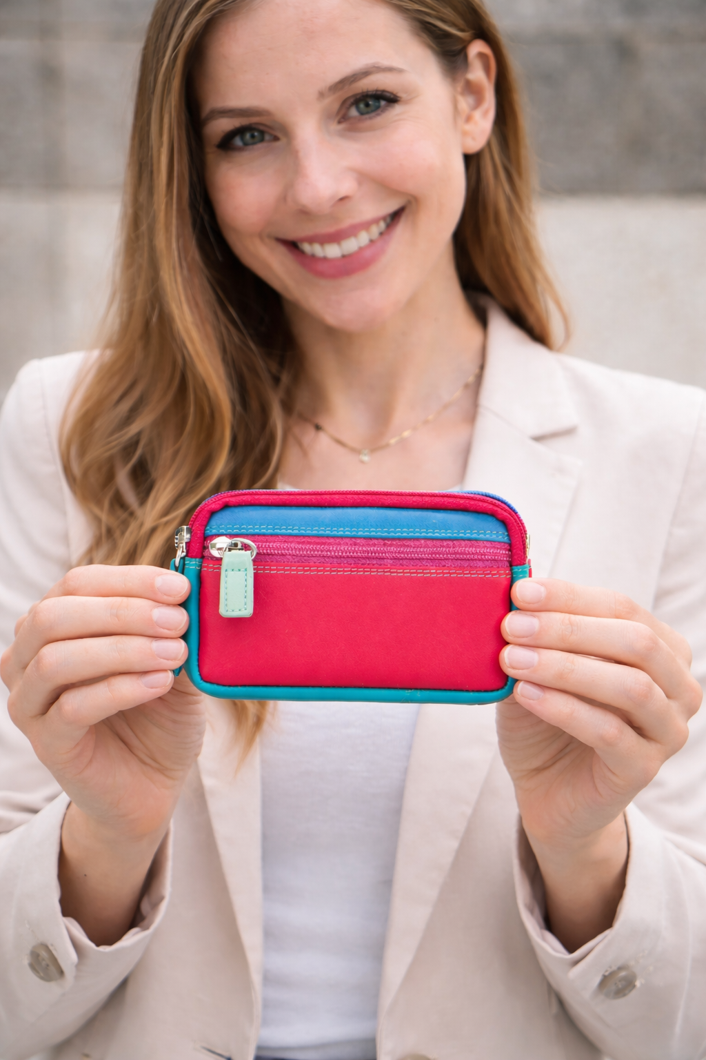 Mywalit Geldbörse – Kleine Ledergeldbörse mit zwei Reißverschlüssen in farbenfrohem Design – Modell 1265