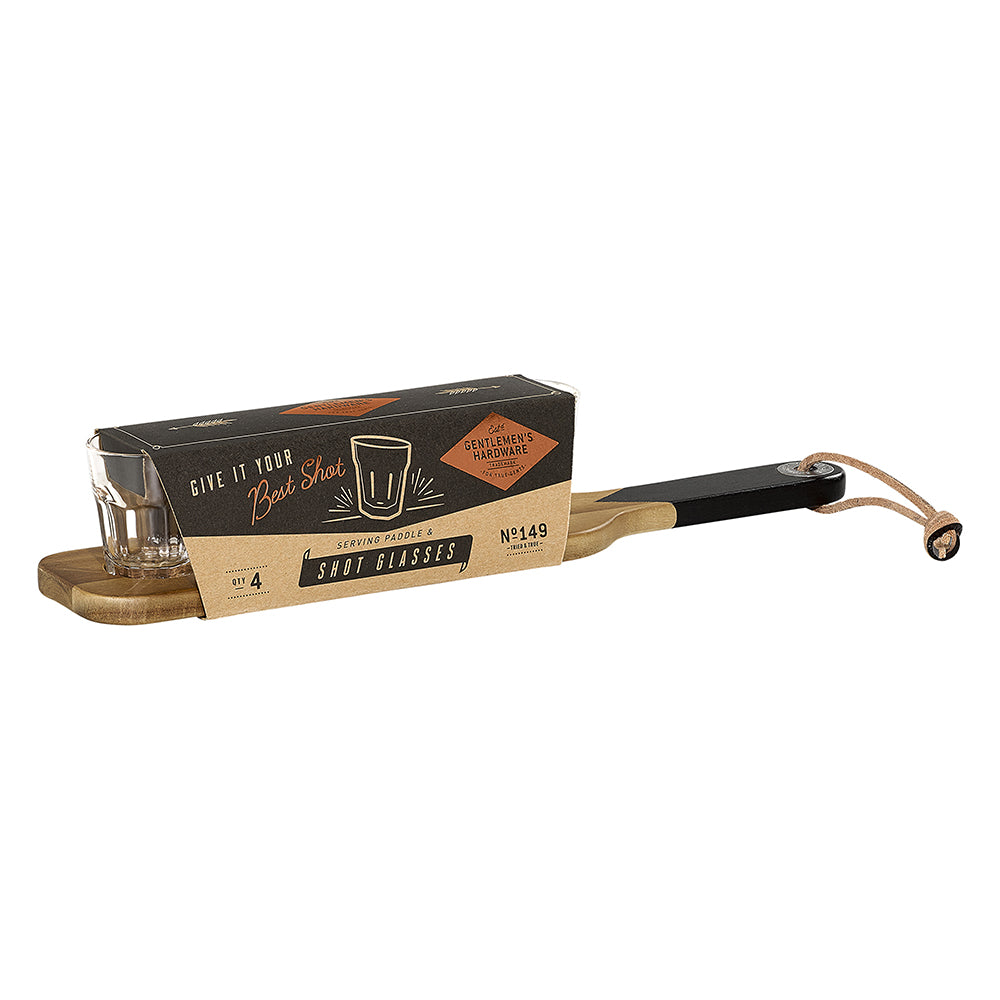 Serverings paddle med shotglas fra Gentlemen's Hardware