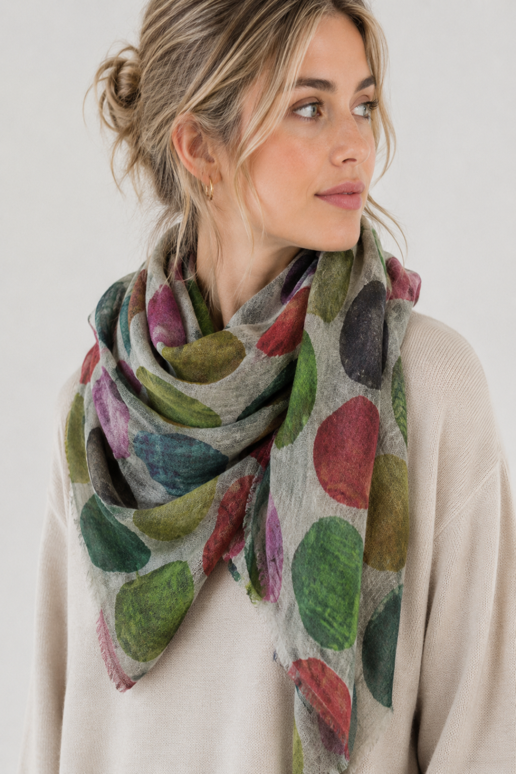 Scarf - 100% Wool - Circle colour - 33082