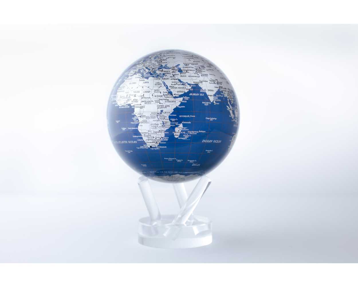 MOVA Globe – Rotierender Globus, angetrieben durch Solarzellen – Erde – Blau/Silber