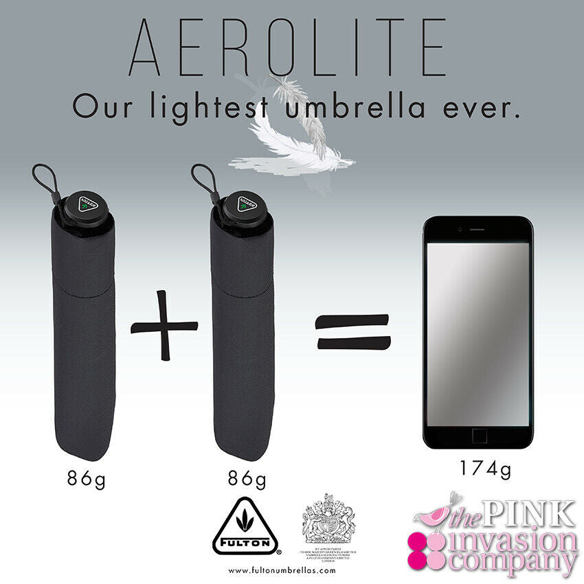 Taskeparaply - Ultra letvægt - 86g - Stormsikker - Aerolite 1 - Sort