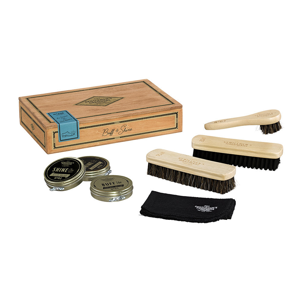 Shoe Shine Kit - Exclusive Set in Wooden Box - Gentlemen's Hardware