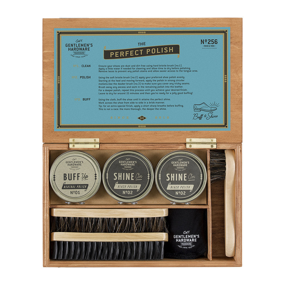 Shoe Shine Kit - Exclusive Set in Wooden Box - Gentlemen's Hardware
