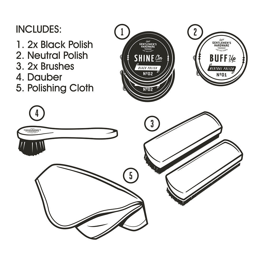 Shoe Shine Kit - Exclusive Set in Wooden Box - Gentlemen's Hardware