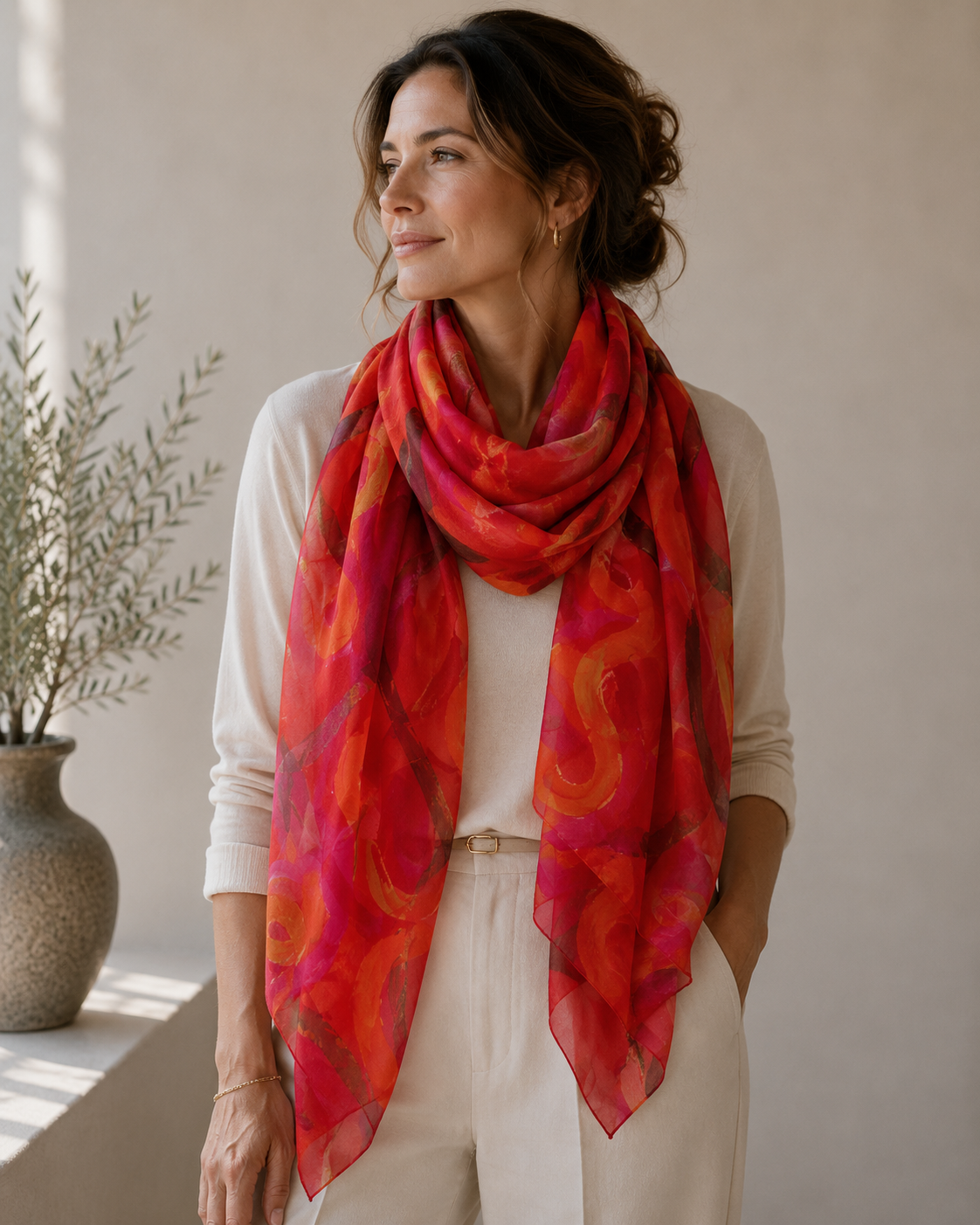 Scarf - Aperitif Shawls - Lady Red - 100% silk - 22134