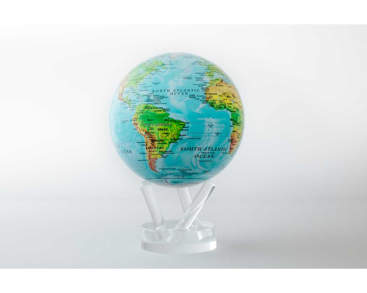 MOVA Globe - Roterende globus drevet af solceller - Jorden - Relief Map - Blue