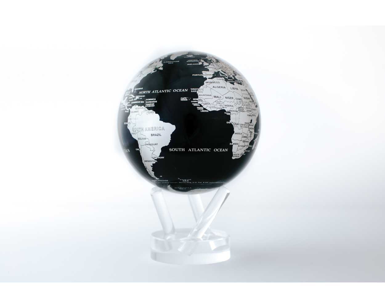 MOVA Globe – Rotierender Globus, solarbetrieben – Erde – Schwarz/Silber